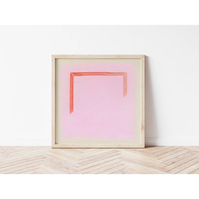 Contemporary Minimalist Bright Pink & Orange Art Print, 'Magenta/Traffic Cone' by Emily Keating Snyder, 24 X 24 Print in Wood Frame For Sale - Image 3 of 4