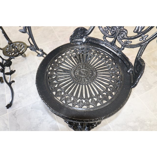 Late 20th Century Victorian Revival Iron and Aluminum Garden Bistro Set, 3 Pieces For Sale - Image 14 of 15