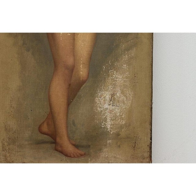 Textile French 19th Century Nude Oil Painting on Canvas For Sale - Image 7 of 10