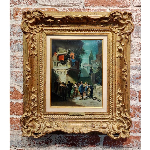 Ludvig Vollmar -19th century Balcony Serenade Scene - Oil painting German Genre Oil painting on board -signed board size...