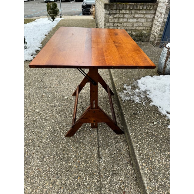 1930s Vintage Adjustable Wood Drafting Table For Sale - Image 9 of 12