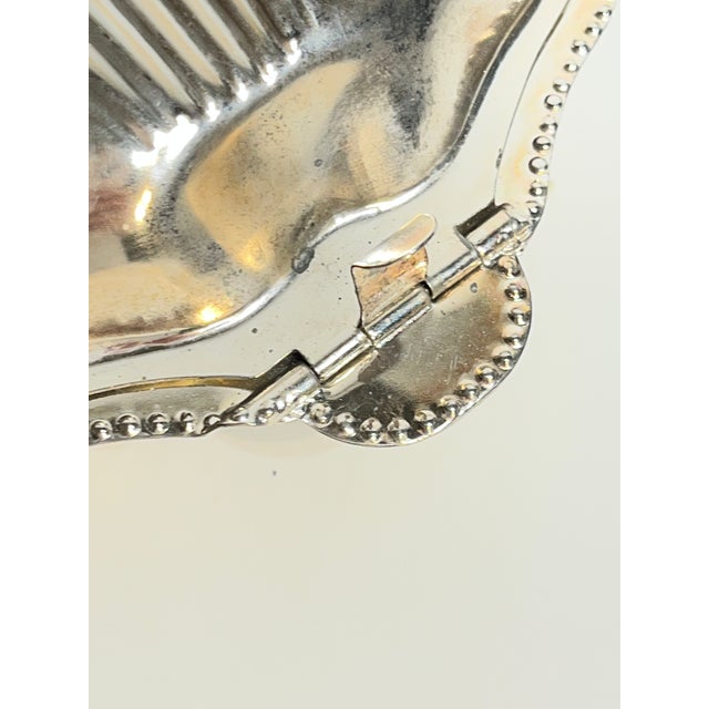 Vintage English Silver Plate Shell Caviar Dish With Glass Liner, Coastal Regency Style For Sale - Image 9 of 10