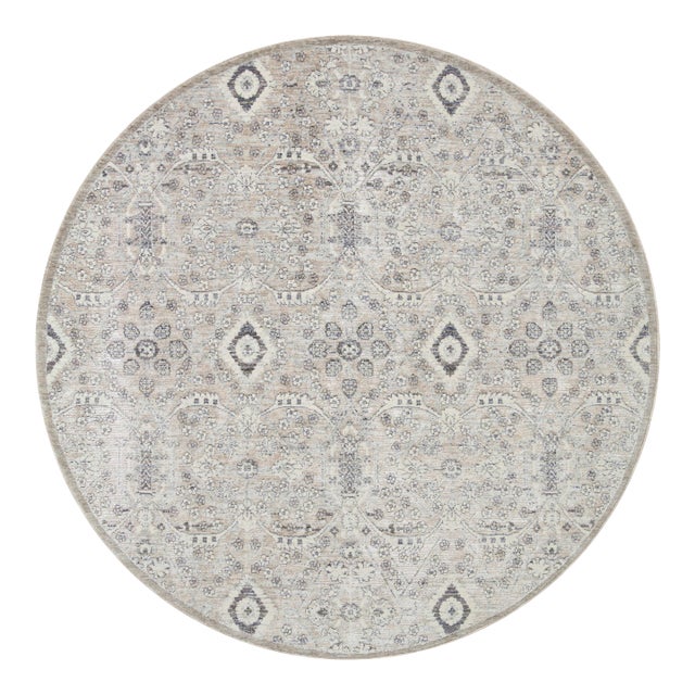 Amber Lewis x Loloi Zuma Silver / Sky 5'-3" x 5'-3" Round Area Rug For Sale