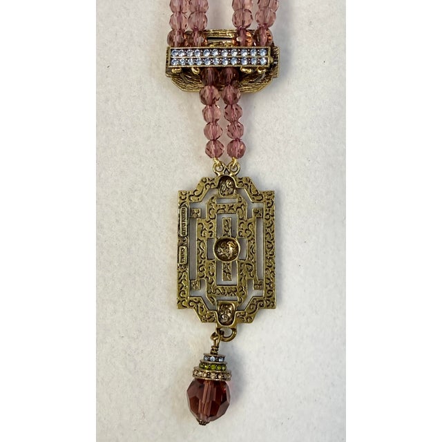 Heidi Daus Art Deco Lavender Swarovski Crystal Signed Necklace New W/ Box Retired For Sale - Image 9 of 12