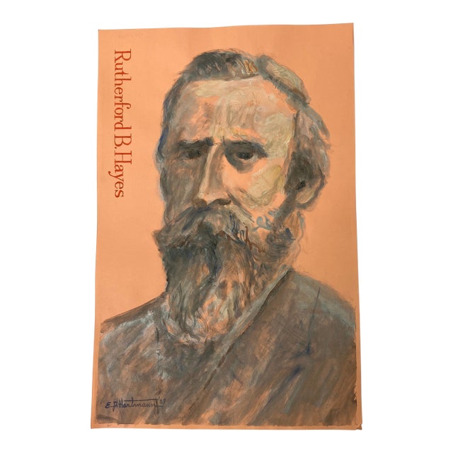 Contemporary Original E.J.Hartmann Painting Portrait Rutherford B.Hayes For Sale