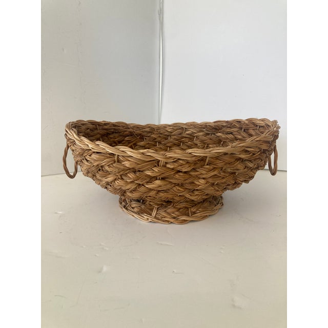 Boho Chic Rush Oval Centerpiece With Wicker Rings For Sale - Image 9 of 9