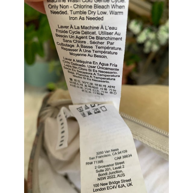 Pottery Barn Lumbar Decorative Pillow Velvet Printed 16” X 26” Reversible to Solid Natural Moroccan Style For Sale - Image 9 of 12