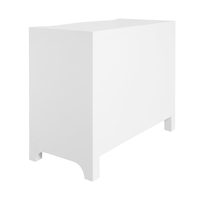 Metal Matthew Izzo Home Cora Textured White Linen Three Drawer Chest With Satin Brass Drawer Pulls For Sale - Image 7 of 9