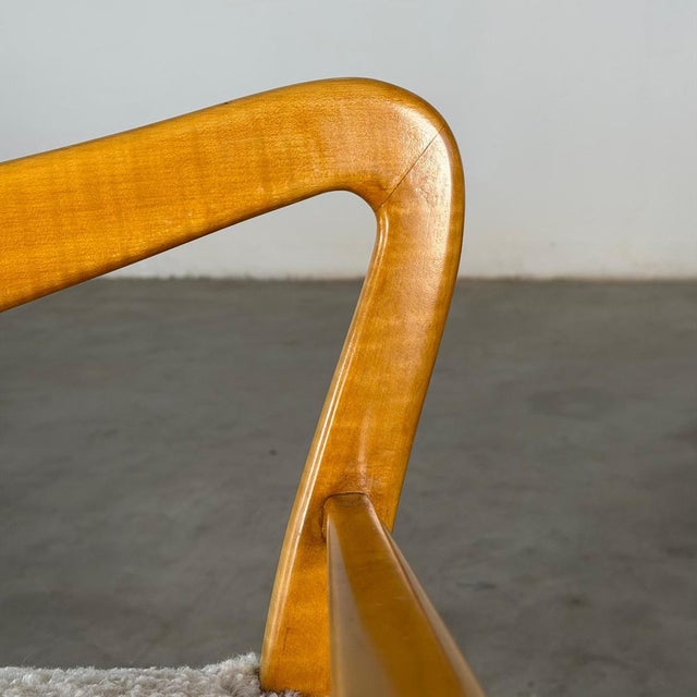 Bench in Blonde Maple and Bouclé Upholstery attributed to Guglielmo Ulrich, 1940 For Sale - Image 9 of 15
