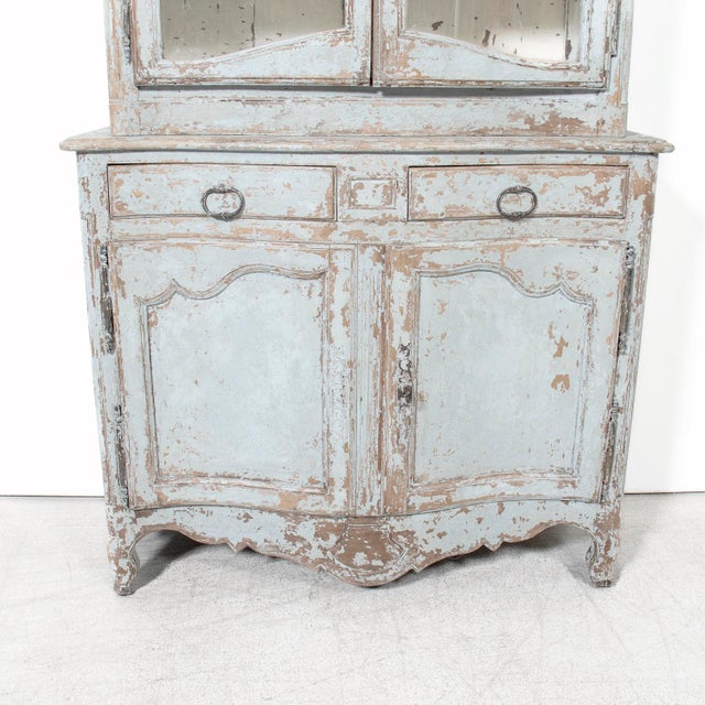Early 19th Century French Country Louis XV Style Painted Buffet Duex Corps or Bookcase For Sale - Image 9 of 18