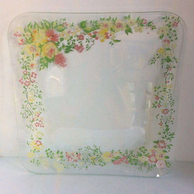 Dorothy Thorpe California Wild Flower Glass Square Serving Platter For Sale - Image 13 of 13