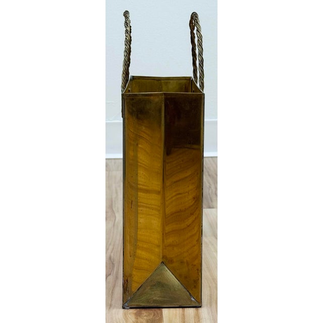 Vintage Italian Brass Shopping Gift Bag Gio Ponti Attributed For Sale In Kansas City - Image 6 of 11