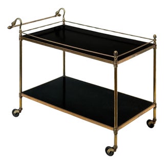English Two-Tiered Drinks Cart or Bar Trolley With Swan Handles For Sale