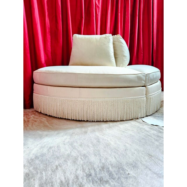 2020s Avail Thru 1/14/2026 Councill Bespoke Luxury Semicircle White Striped Sofa - Rare Item For Sale - Image 5 of 17