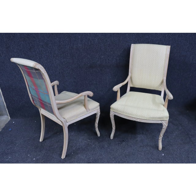 Off-white Whitewashed Dining Chairs Set/6 For Sale - Image 8 of 12