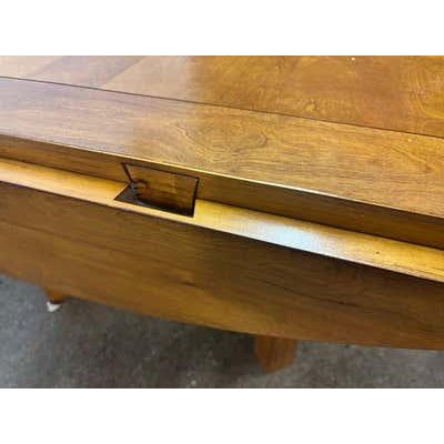 Expandable Wood Dining Table, Light Walnut Stain, Modern Design, 1990 For Sale - Image 4 of 17