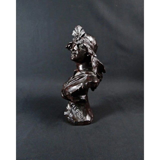 Art Nouveau Black Spelter Proof Bust of Cleopatra by Jean Foretay, 1890s-1910s For Sale - Image 4 of 15