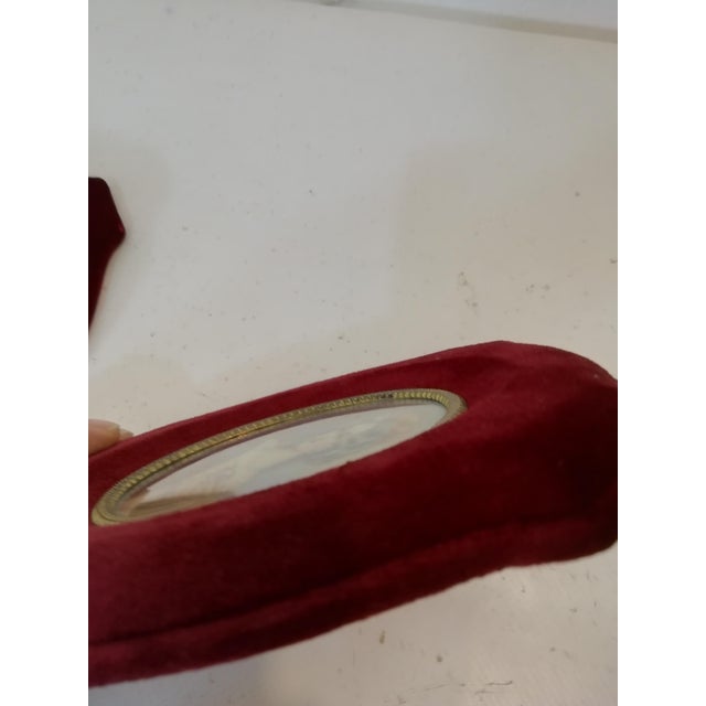 1940s Burgundy Red Velvet and Curved Glass Frames, 1940s, Set of 2 For Sale - Image 5 of 9