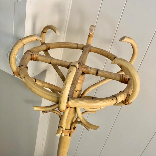 Hollywood Regency Mid Century Rattan Coat Rack For Sale - Image 3 of 6