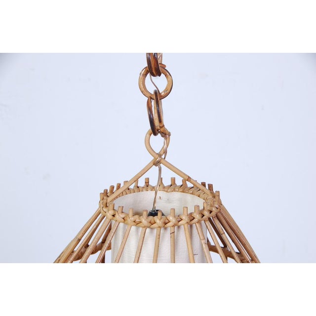 Beige Oval Mirror Set and Bamboo Chandelier attributed to Franco Albini, 1960s, Set of 2 For Sale - Image 8 of 18