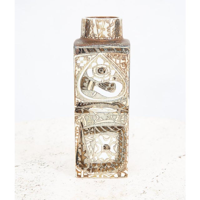 Danish ceramic Rectangular vase Nils Thorsson for Royal Copenhagen Rajance / 719. Signed and numbered 719/3259 on the bottom.