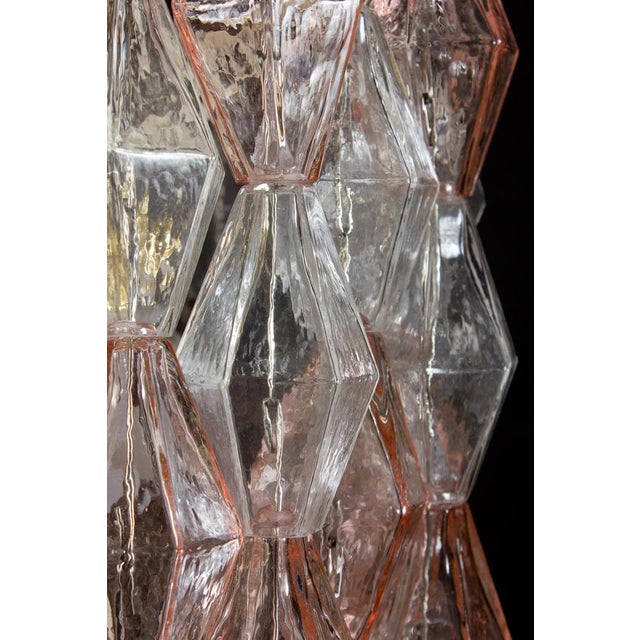 Venini Pink and Ice Poliedri Chandelier by Carlo Scarpa, 1955 For Sale - Image 11 of 15