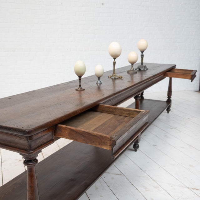 Tan Large Vintage Oak Drapers Table, 1920 For Sale - Image 8 of 14