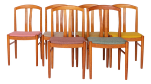 6 of 12 Carl Ekström Chairs Swedish Mid-Century Modern, Teak Dining Chairs, Newly Upholstered in Colorful Fabric, 1960s Vintage, 1970s, Set of 6