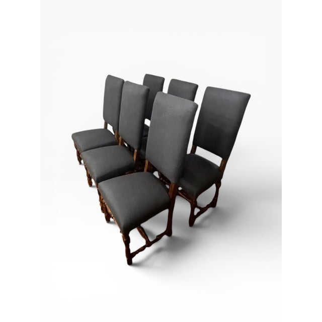 Baroque Set of 6 Newly Reupholstered Restoration Hardware 1890 English Baroque Dining Chairs For Sale - Image 3 of 11