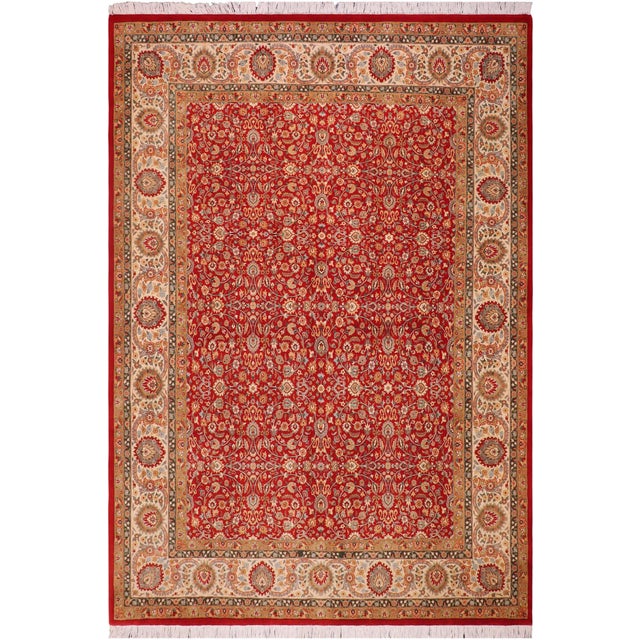 Beige Elegant Floral Pak-Persian Red/Beige Wool Rug - 8'1'' X 9'10'' For Sale - Image 8 of 9