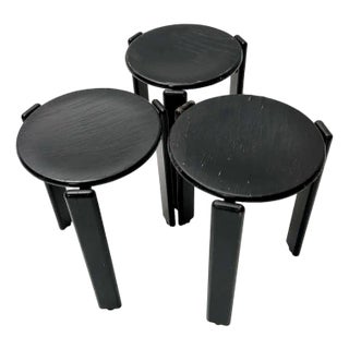 Black Stackable Stool by Bruno Rey for Dietiker, 1970s For Sale