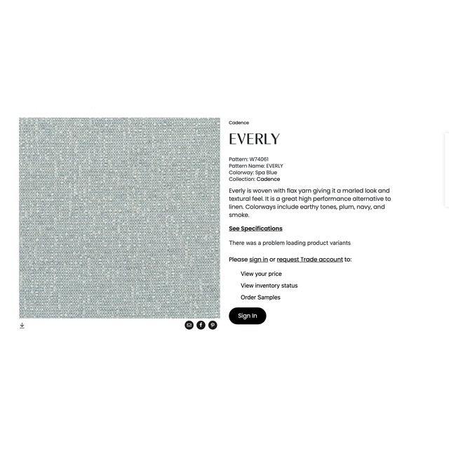 Mid-Century Modern C. R. Laine Studio Ottoman 1444-17 Upholstered in a Soft, Neutral Toned Thibaut Everly Spa Blue Fabric For Sale - Image 3 of 16