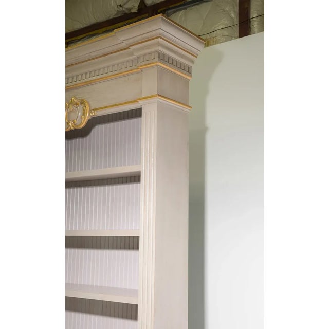 Mid 19th Century Monumental Painted Bookshelf With Gilt Accents For Sale - Image 4 of 7