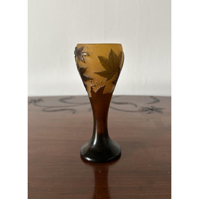 Art Nouveau Maple Leaf Cameo Glass Vase from Emile Gallé, 1900s For Sale - Image 4 of 9