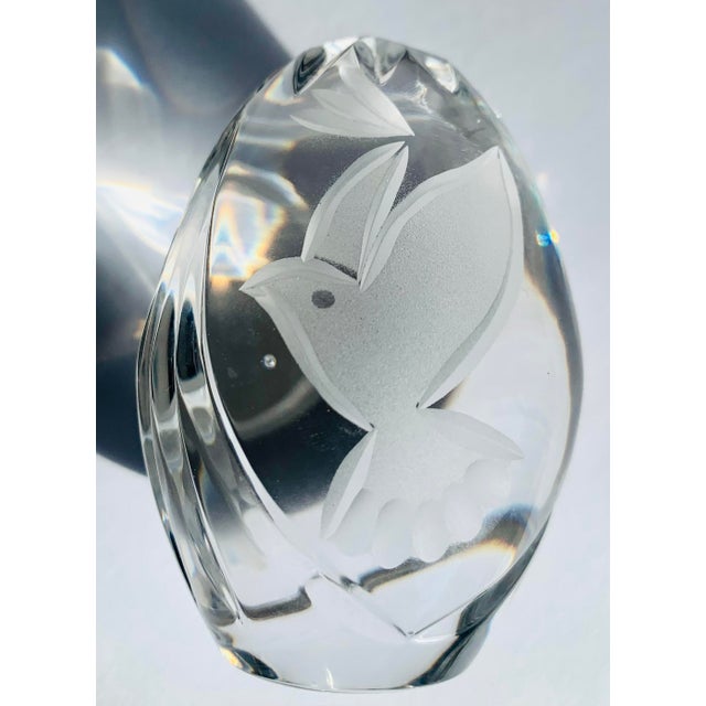 Contemporary Hand Cut Lead Crystal Dove Easter Egg Paperweight From Poland For Sale - Image 3 of 7