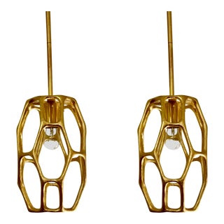 Modern Regina Andrew Gold Mod Pendants - a Pair For Sale