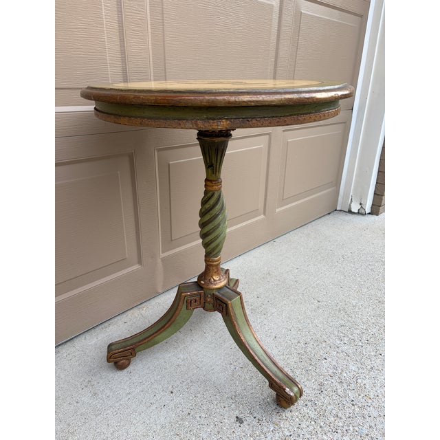 Green 1920s Regency Green and Gold Painted Flip-Top Side Table With Lyre Motif For Sale - Image 8 of 11