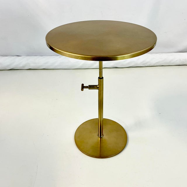 1990s Vintage Contemporary Modern Metal Articulating Drinks Table With Old Gold Finish. For Sale - Image 5 of 8