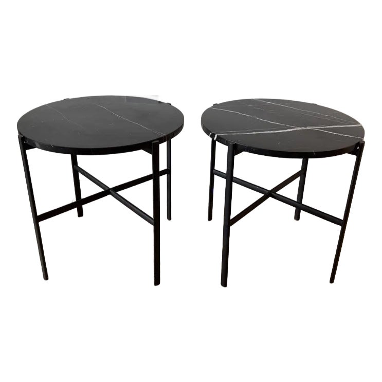 Design Within Reach, 'Sylvain Outline' Black Marble Side Tables (X2 ...