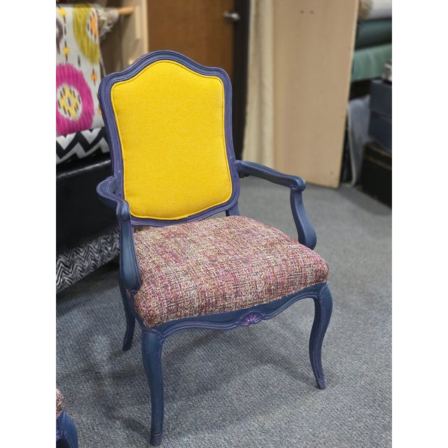 Boho Chic Mid 20th Century Set of Colorful Side Chairs For Sale - Image 3 of 5