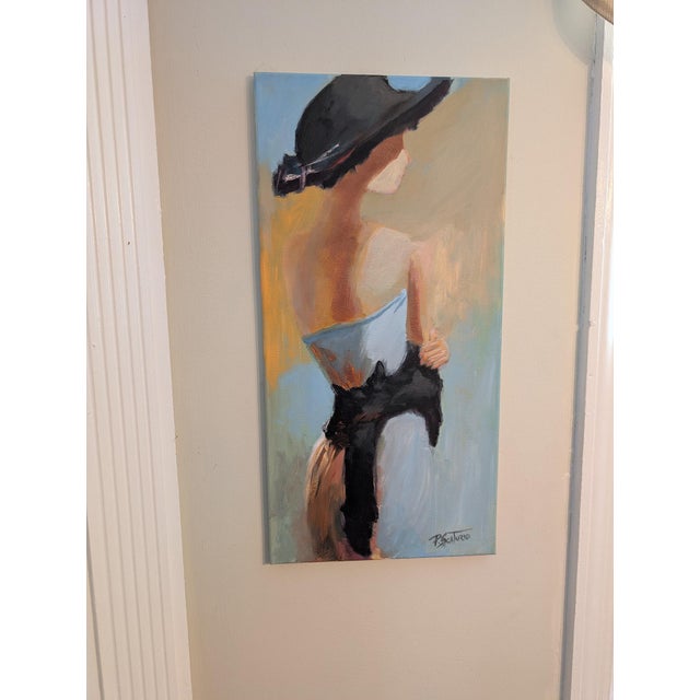 Black Hat Oil Painting 12x24" For Sale - Image 4 of 5