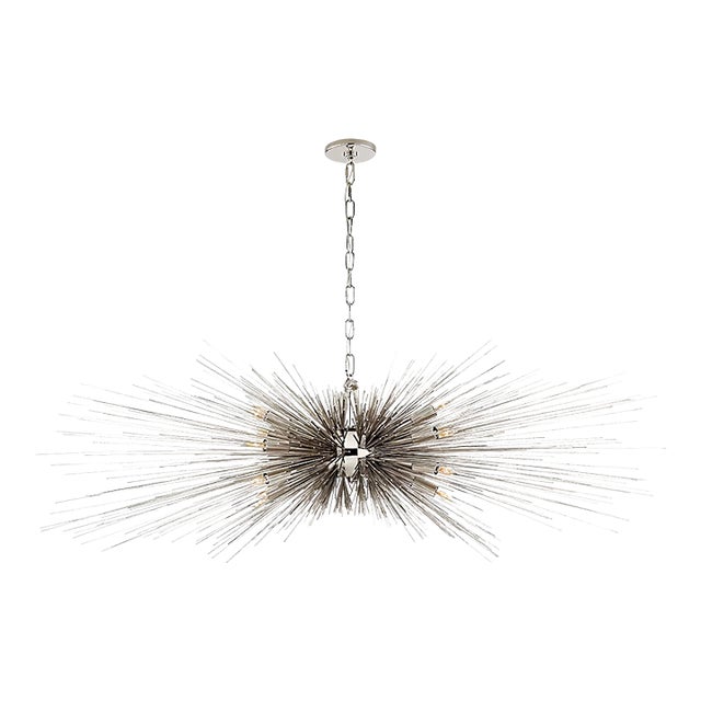 Strada Large Linear Polished Nickel Chandelier For Sale