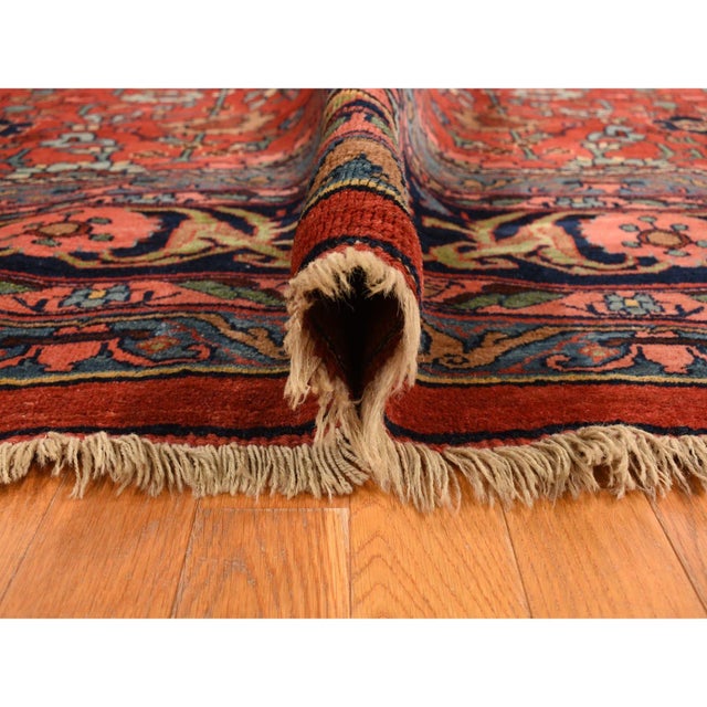 Red 1920 11'2"x18'5" Prismatic Red Antique Persian Bijar Wool Pure Weft Hand Knotted Rug For Sale - Image 8 of 11