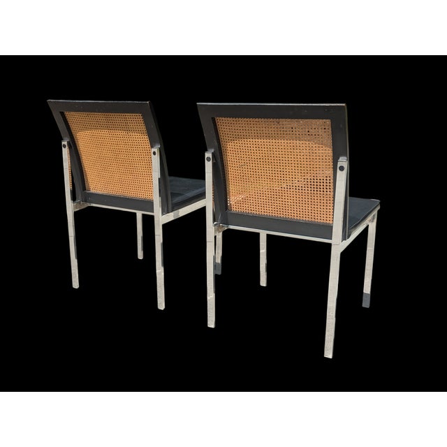 Vintage Paul McCobb Planner for Lane Furniture Wicker Caned Chrome Chairs- A Pair For Sale - Image 10 of 18