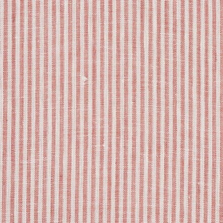 Schumacher Wesley Ticking Stripe Fabric in Coral For Sale