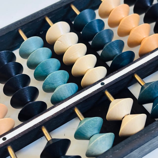 Vintage Japanese Wood Abacus - Blue Stained Beads For Sale In San Francisco - Image 6 of 9