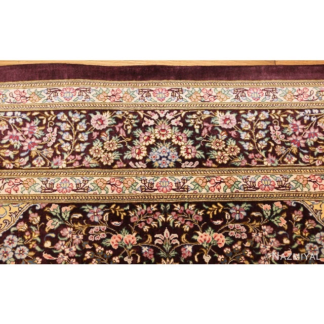 Nazmiyal Collection Fine Brown Silk Persian Qum Area Rug For Sale - Image 9 of 9