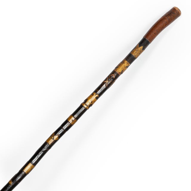 American Carved Folk Art Masonic Walking Stick Cane For Sale - Image 4 of 12