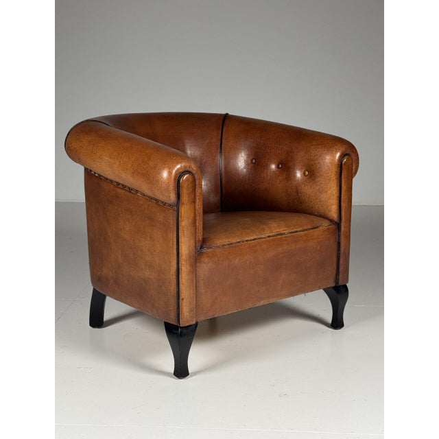 Pair of spacious sheepskin club chairs / armchairs. In very beautiful condition. Originally from the netherlands. Late...