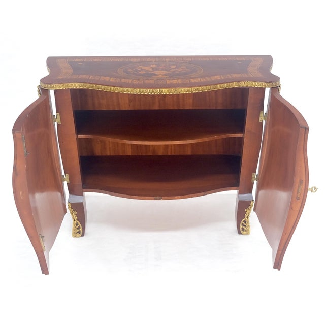 Mid 20th Century Very Fine Large Bombe Brass Mount Inlay Italian Console Dresser MINT For Sale - Image 5 of 17